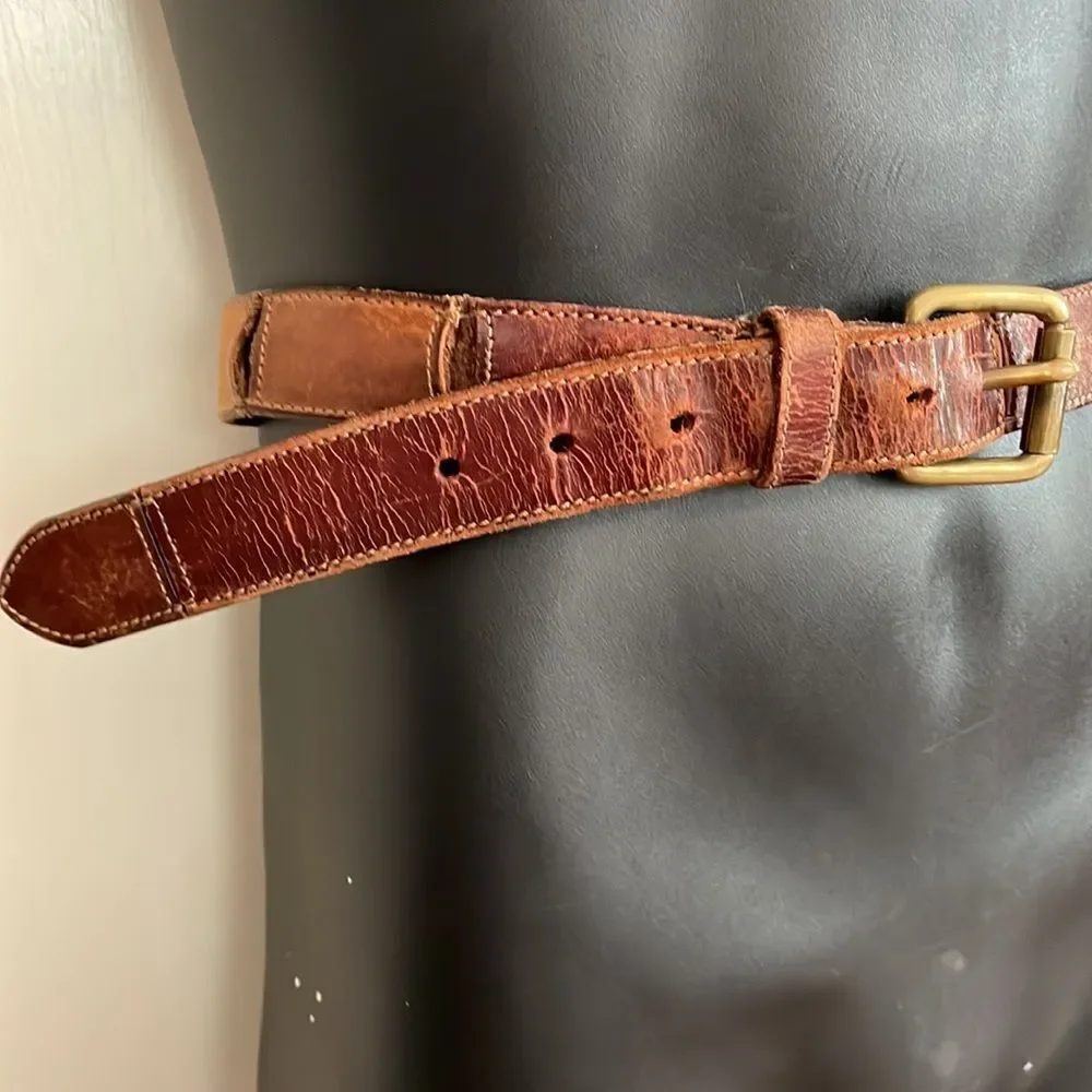 Vintage‎ Fossil brown leather “patches” belt
